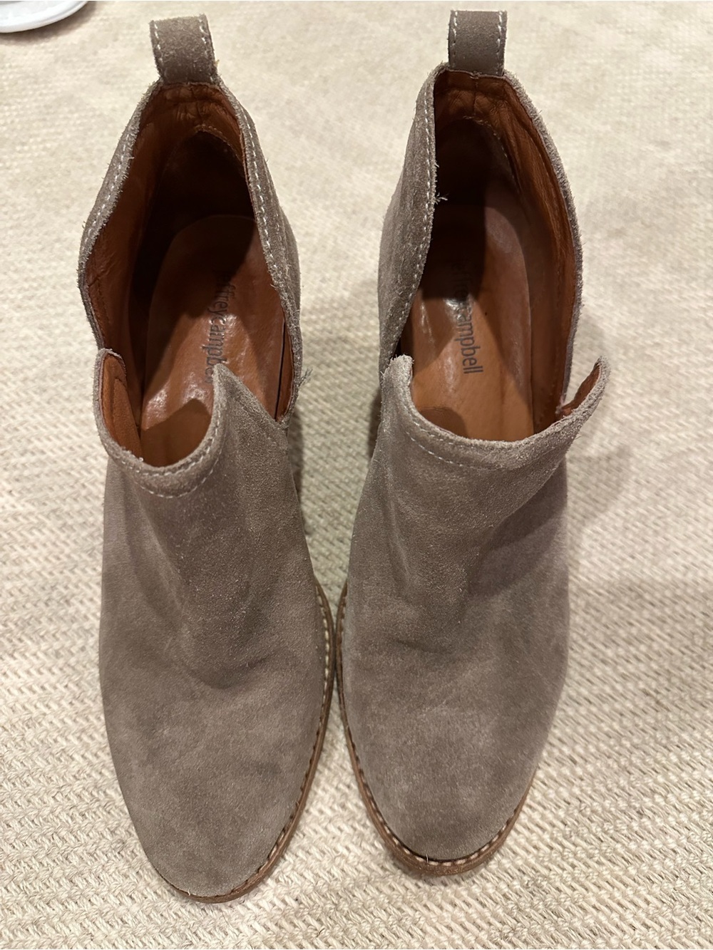 Jeffrey Campbell Taupe Suede Ankle Booties